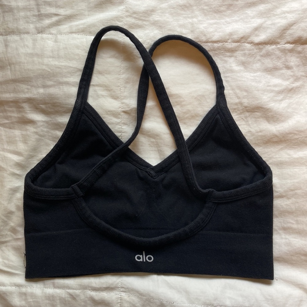 ALO Yoga Black Sports Bra Cotton Cross Straps